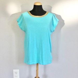Michael Kors Aqua Top With Gold Accents